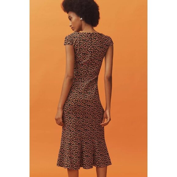 NWT Anthropologie Cecily Fit & Flare Sweetheart Dress XL Black Red Grapes - Picture 2 of 10